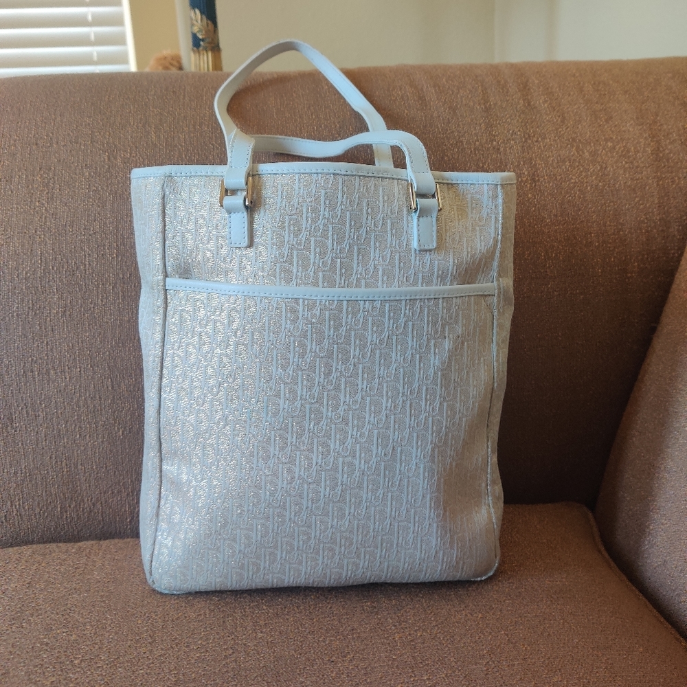 Dior Silver Monogram Canvas Tote